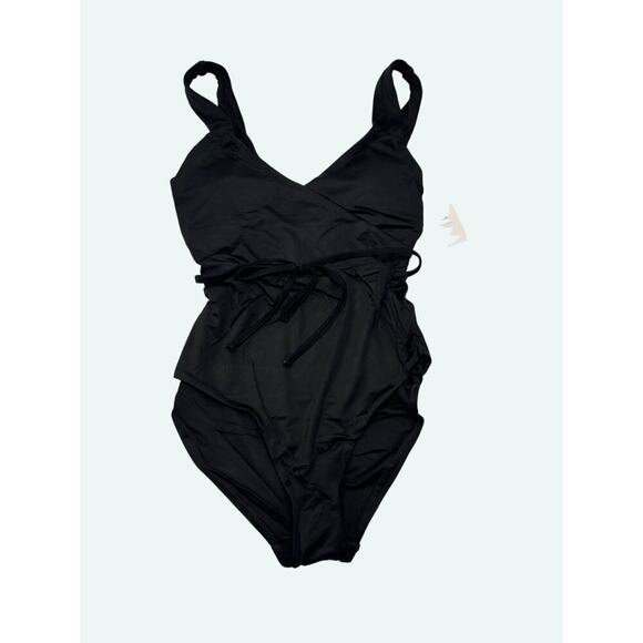 Andie Swim Small The Belmar One Piece Swimsuit Black NWT Eco Nylon V-Neck - Picture 3 of 8